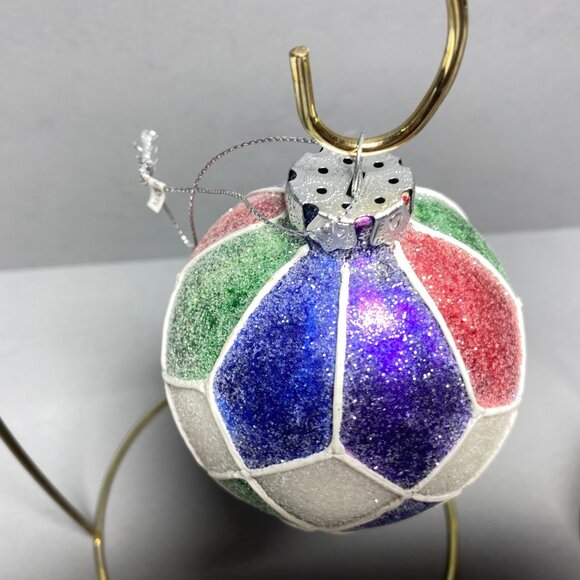 Christmas Ornaments 3 PC Set Multicolored Plastic Ball and Teardrop W/ Sparkles - Picture 4 of 10